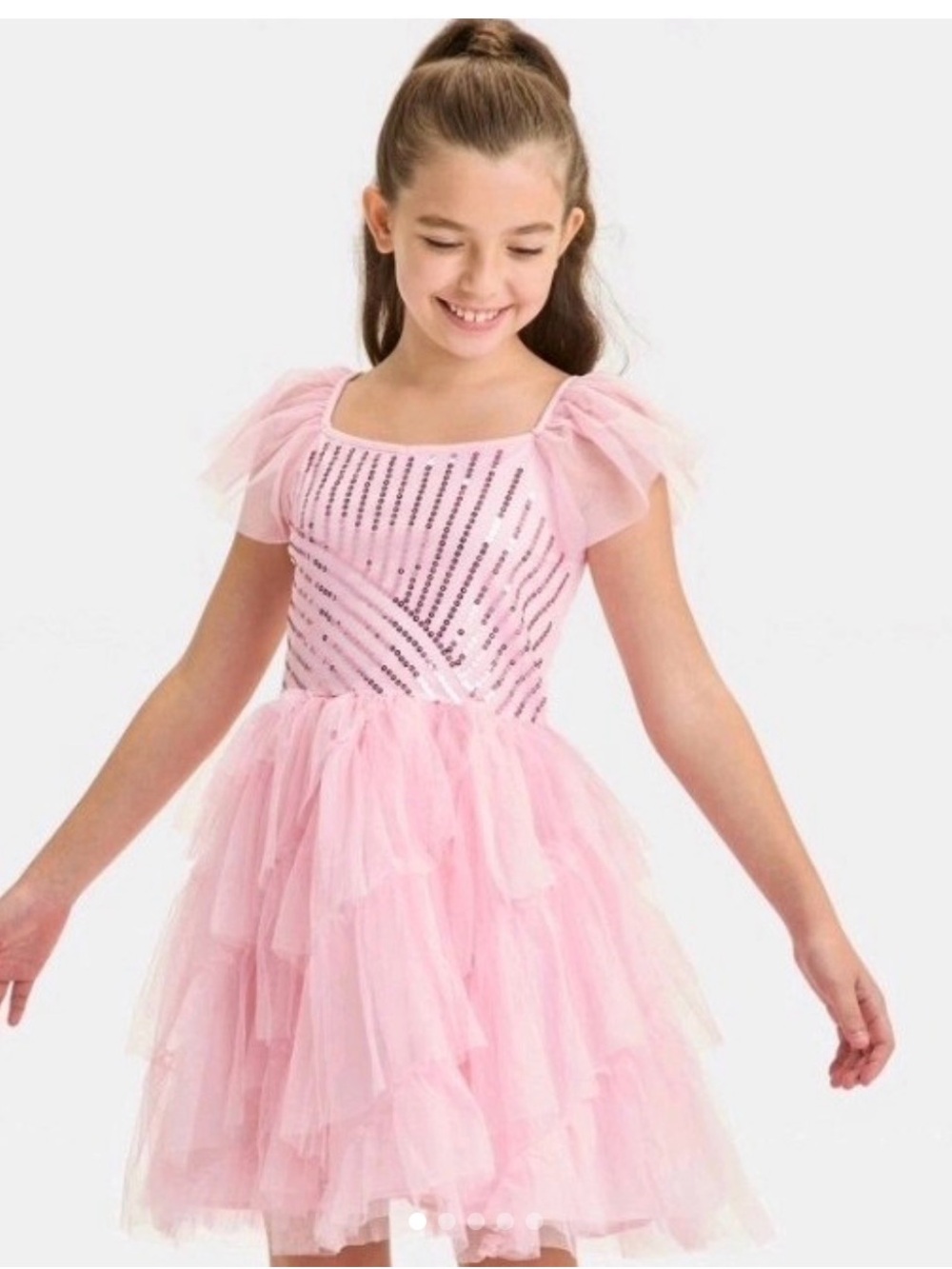 Sparkle Pink Tulle Dance Costume Dress for Girls
